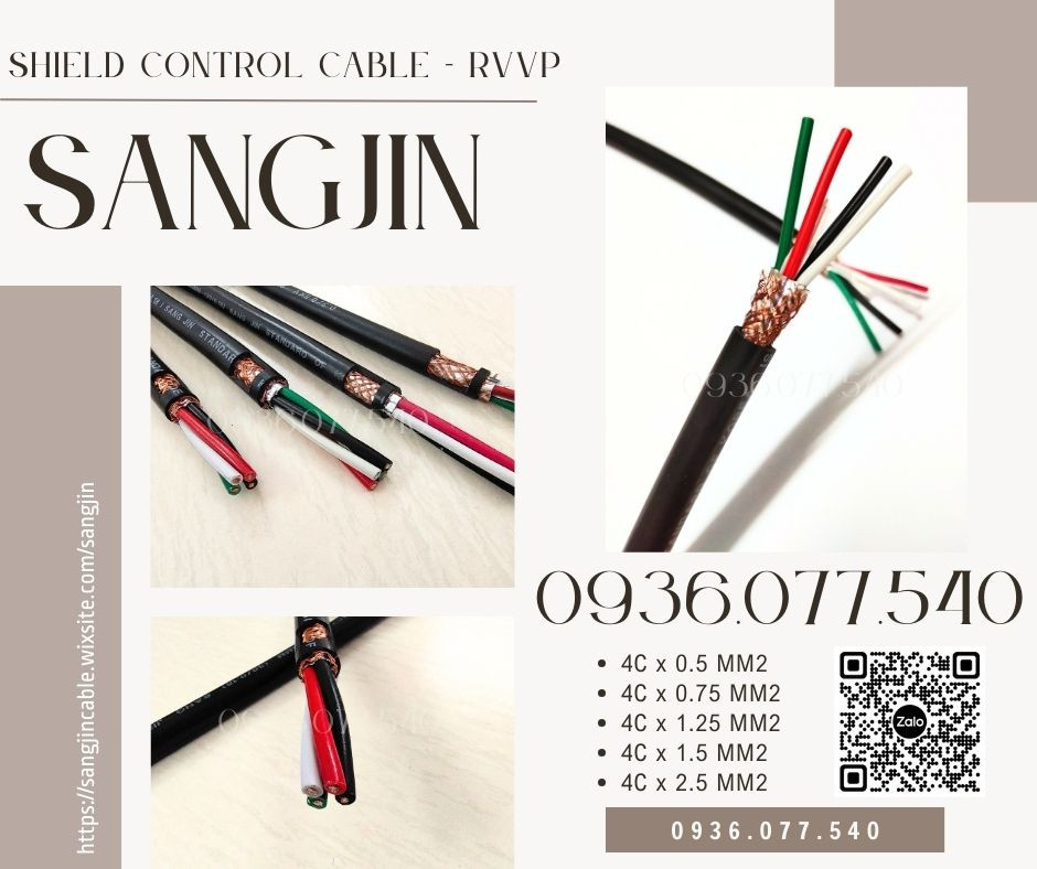 Đại lý Cáp Sang Jin - Cáp điều khiển có lưới chống nhiễu 4C x 0.5 MM2 - RVVP