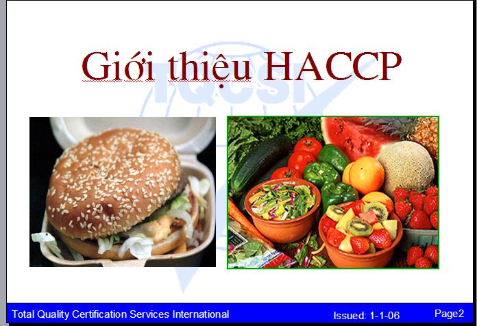 Kiểm soát an toàn vệ sinh thực phẩm - Haccp Code