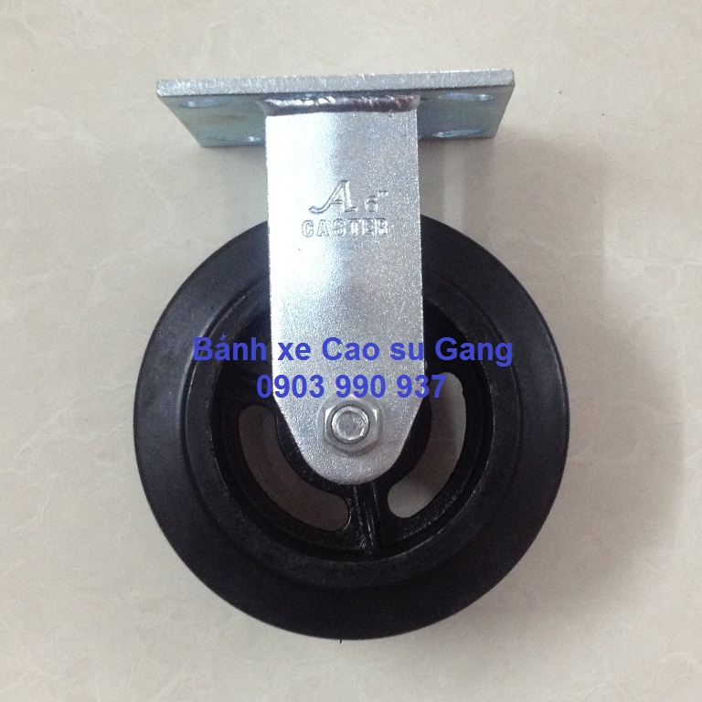 Bánh xe đẩy cao su lõi gang càng thép cố định