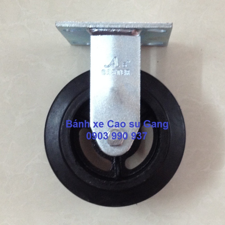 Bánh xe đẩy cao su lõi gang càng thép cố định