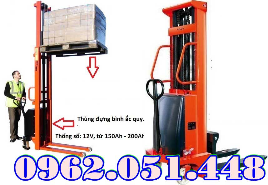 Xe nâng bán tự động, xe nâng điện 1.5 tấn nâng cao 3m