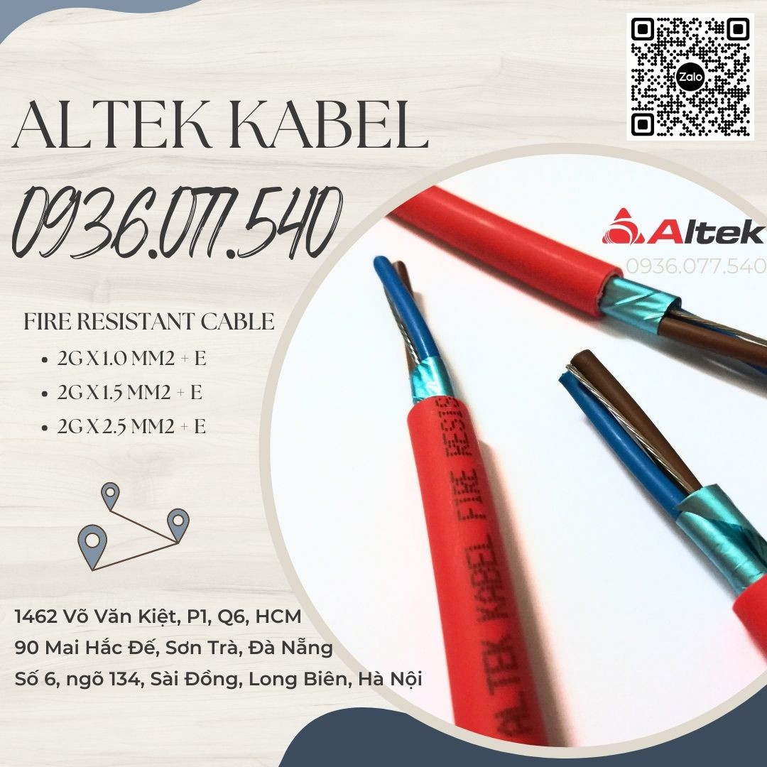Phân phối cáp chống cháy Altek Kabel chính hãng 2 x 2.5 + E, fire resistant cable