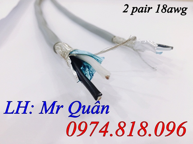 Cáp tín hiệu âm thanh, cáp tín hiệu vặn xoắn 2 pr 22awg tiêu chuẩn RS485