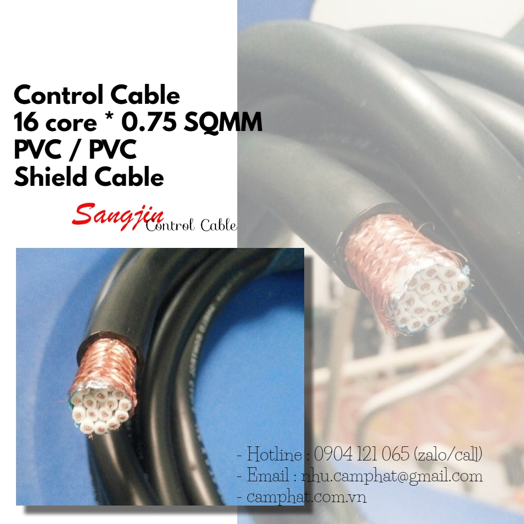 Sangjin Control Cable 16 core x 0.75mm có lưới chống nhiễu