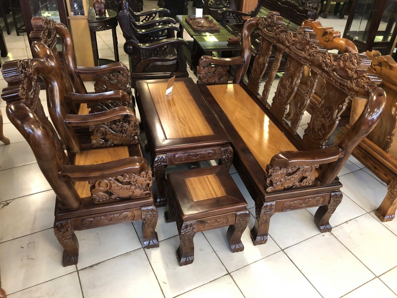 Salon Chạm Nghê - Gỗ Đỏ - Muồng