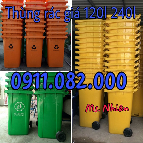 Nơi cung cấp thùng rác 120 lít 240 lít rẻ đồng tháp- lh 0911.082.000 Ms Nhiên