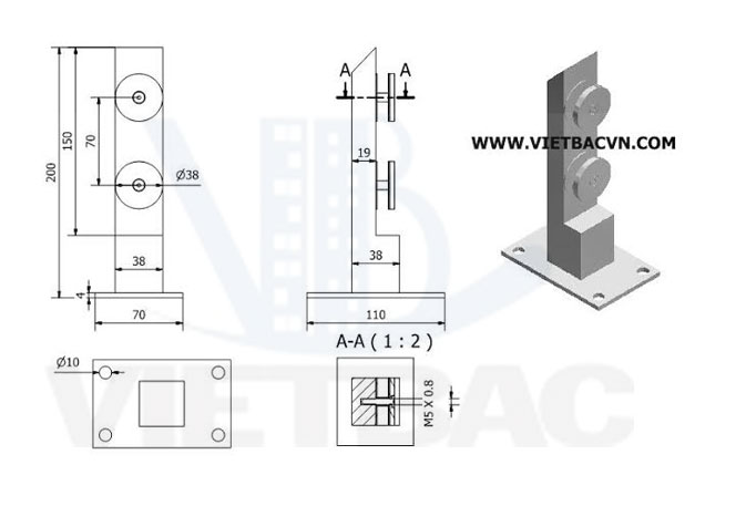Trụ lan can kính, trụ cầu thang inox, trụ lan can thép không gỉ