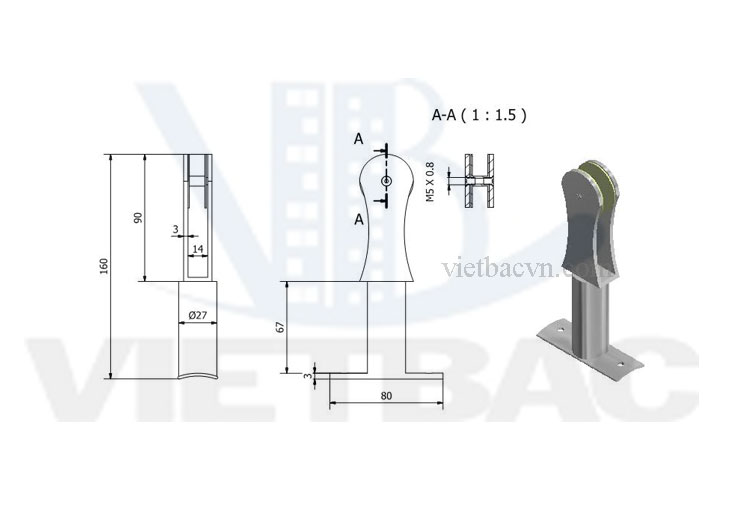 Trụ lan can kính, trụ cầu thang inox, trụ lan can thép không gỉ